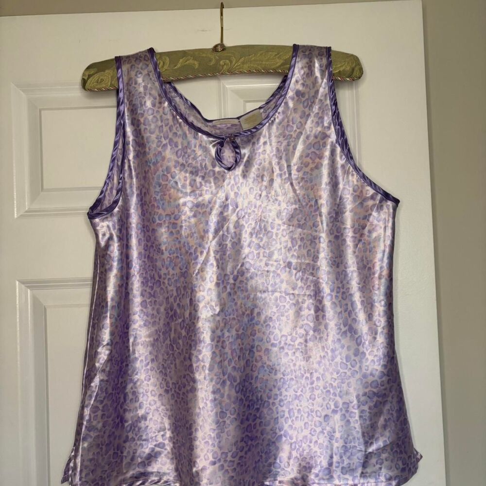Purple Leopard Cheetah Print Y2K Sleep Top Chemise Sleepwear Satin Slip XL